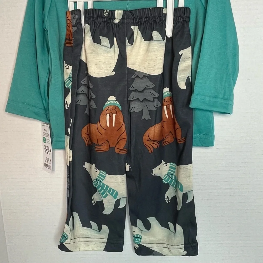 Carter's Blue Green Toddler Boys' 2pc Polar Bear Long Sleeve Pajama Set 12M NEW!